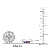 Round Amethyst Alexandrite & White Diamond Ladies Three Stone Engagement Bridal Ring | 18K White Gold
