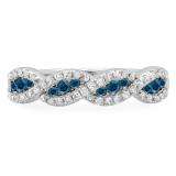 0.35 Carat (ctw) 10K White Gold Round Blue Diamond Ladies Swirl Anniversary Wedding Band Stackable Ring 1/3 CT