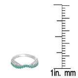 0.36 Carat (ctw) 14K White Gold Round Tsavorite & White Diamond Ladies Anniversary Wedding Band Stackable Ring 1/3 CT