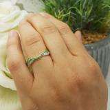 0.36 Carat (ctw) 14K White Gold Round Tsavorite & White Diamond Ladies Anniversary Wedding Band Stackable Ring 1/3 CT