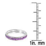0.48 Carat (ctw) 14K White Gold Round Amethyst Ladies Wedding Anniversary Eternity Band Stackable Ring 1/2 CT