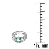 0.60 Carat (ctw) 14K White Gold Round Emerald And White Diamond Ladies Anniversary Wedding Band Enhancer Guard