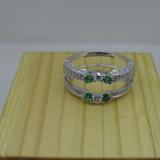 0.60 Carat (ctw) 14K White Gold Round Emerald And White Diamond Ladies Anniversary Wedding Band Enhancer Guard