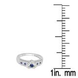 0.55 Carat (ctw) 14K White Gold Round Cut Blue Sapphire & White Diamond Ladies Bridal Heart Shaped Promise Engagement Ring 1/2 CT