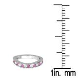 0.75 Carat (ctw) 14K White Gold Round Pink Sapphire & Diamond Ladies Curved Guard Matching Bridal Wedding Band 3/4 CT