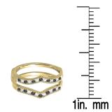 0.48 Carat (ctw) 18K Yellow Gold Round White & Black Diamond Ladies Milgrain Anniversary Wedding Band Guard Double Ring 1/2 CT