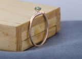 0.08 Carat (ctw) 10K Rose Gold Round White Diamond & Green Emerald Ladies Bridal Engagement Ring 1/10 CT