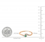 0.08 Carat (ctw) 10K Rose Gold Round White Diamond & Green Emerald Ladies Bridal Engagement Ring 1/10 CT