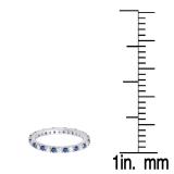 1.00 Carat (ctw) 18K White Gold Round Blue Sapphire & White Diamond Ladies Eternity Anniversary Stackable Ring Wedding Band 1 CT