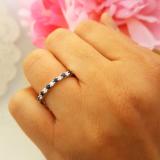 1.00 Carat (ctw) 18K White Gold Round Blue Sapphire & White Diamond Ladies Eternity Anniversary Stackable Ring Wedding Band 1 CT