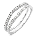 0.25 Carat (ctw) 18K White Gold Round White Diamond Ladies Anniversary Enhancer Guard Matching Wedding Band