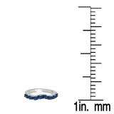 1.00 Carat (ctw) 10K White Gold Round Blue Sapphire Ladies Anniversary Wedding Band Matching Ring 1 CT