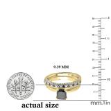 1.50 Carat (ctw) 10K Yellow Gold Princess Cut Black & Round White Diamond Ladies Bridal Solitaire Engagement Ring With Matching Milgrain Wedding Band Set 1 1/2 CT
