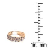 0.58 Carat (ctw) 14K Rose Gold Round White Diamond & Blue Sapphire Ladies Anniversary Wedding Matching Band Stackable Swirl Ring 1/2 CT