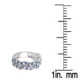 0.58 Carat (ctw) 14K White Gold Round White Diamond & Blue Sapphire Ladies Anniversary Wedding Matching Band Stackable Swirl Ring 1/2 CT