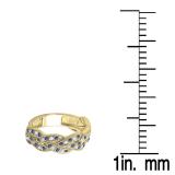 0.58 Carat (ctw) 14K Yellow Gold Round White Diamond & Blue Sapphire Ladies Anniversary Wedding Matching Band Stackable Swirl Ring 1/2 CT