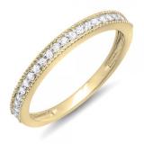 0.23 Carat (ctw) 18K Yellow Gold Round Diamond Ladies Milgrain Anniversary Wedding Stackable Band 1/4 CT
