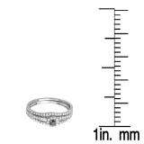 0.40 Carat (ctw) 18K White Gold Round Black And White Diamond Ladies Split Shank Halo Style Bridal Engagement Ring Matching Band Set