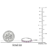 0.33 Carat (ctw) 10K White Gold Round White Diamond & Pink Sapphire Ladies Anniversary Stackable Wedding Band 1/3 CT
