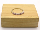 0.33 Carat (ctw) 10K Yellow Gold Round White Diamond & Pink Sapphire Ladies Anniversary Stackable Wedding Band 1/3 CT