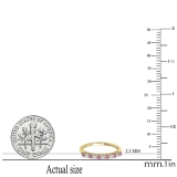 0.33 Carat (ctw) 10K Yellow Gold Round White Diamond & Pink Sapphire Ladies Anniversary Stackable Wedding Band 1/3 CT