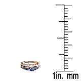 1.50 Carat (ctw) 14K Rose Gold Princess & Round White Diamond And Blue Sapphire Ladies Bridal Ring Set Engagement Set
