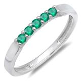 0.25 Carat (ctw) 10K White Gold Round Emerald 5 Stone Ladies Anniversary Wedding Band Ring 1/4 CT