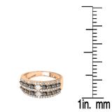 1.15 Carat (ctw) 18K Rose Gold Round Black And White Diamond Ladies Anniversary Wedding Band Ring
