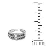 1.15 Carat (ctw) 18K White Gold Round Black And White Diamond Ladies Anniversary Wedding Band Ring
