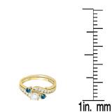 0.90 Carat (ctw) 18K Yellow Gold Round Blue And White Diamond Ladies Swirl Bridal Engagement Ring Matching Band Set