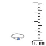 0.18 Carat (ctw) 10K White Gold Round Cut Blue Sapphire And White Diamond Ladies Engagement Bridal Promise Ring