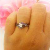 0.50 Carat (ctw) Black Rhodium Plated Sterling Silver Round Amethyst Garnet & Diamond Ladies Swirl Bridal Engagement Ring Matching Band Set 1/2 CT