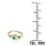 0.80 Carat (ctw) 10K Yellow Gold Round Tsavorite & White Diamond Ladies Swirl 3 Stone Bridal Engagement Ring 3/4 CT