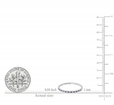 Round Blue Sapphire & White Diamond Stackable Band for Women in 14K White Gold