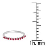 0.25 Carat (ctw) 10K White Gold Round Ruby Ladies 11 Stone Anniversary Wedding Stackable Band 1/4 CT