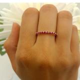 0.25 Carat (ctw) 10K White Gold Round Ruby Ladies 11 Stone Anniversary Wedding Stackable Band 1/4 CT
