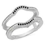 0.50 Carat (ctw) 10K White Gold Round Black & White Diamond Ladies Anniversary Wedding Band Enhancer Double Guard Ring 1/2 CT