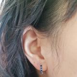 0.50 Carat (ctw) 14K White Gold Round Blue Sapphire Ladies Huggies Hoop Earrings 1/2 CT