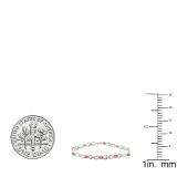 2.27 Carat (ctw) Sterling Silver Real Oval Cut Ruby & Round Cut White Diamond Ladies Infinity Link Tennis Bracelet