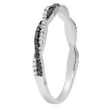 0.25 Carat (ctw) 10K White Gold Round Black & White Diamond Swirl Wedding Stackable Band 1/4 CT