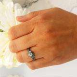 0.50 Carat (ctw) Black Rhodium Plated 10K White Gold Aquamarine & Tsavorite 3 Stone Ring 1/2 CT