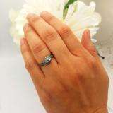 0.50 Carat (ctw) Black Rhodium Plated 10K White Gold Aquamarine & Tsavorite 3 Stone Ring 1/2 CT
