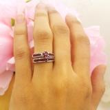 1.00 Carat (ctw) 14K White Gold Round Ruby Ladies Bridal Engagement Ring Set With Band 1 CT