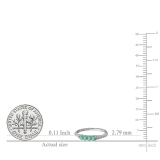 14K White Gold Round Emerald And White Diamond Ladies Anniversary Wedding Band Stackable Ring