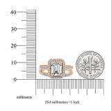 3.20 Carat (ctw) 10K Rose Gold Emerald & Round Cut White Cubic Zirconia Ladies Engagement Ring Set