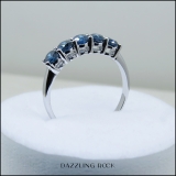 Dazzlingrock Collection 0.85 Cttw Round Blue Diamond 5 Stone Women Wedding Band in 10K White Gold