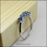 Dazzlingrock Collection 0.85 Cttw Round Blue Diamond 5 Stone Women Wedding Band in 10K White Gold