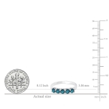 Dazzlingrock Collection 0.85 Cttw Round Blue Diamond 5 Stone Women Wedding Band in 10K White Gold