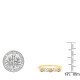 1.00 Carat (ctw) 10K White Gold Round White and Champagne Diamond Ladies 5 Stone Bridal Wedding Band Anniversary Ring 1 CT