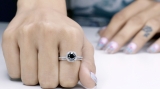 2.00 Carat (ctw) 14K White Gold Round Cut Black & White Diamond Ladies Bridal Halo Engagement Ring With Matching Band Set 2 CT